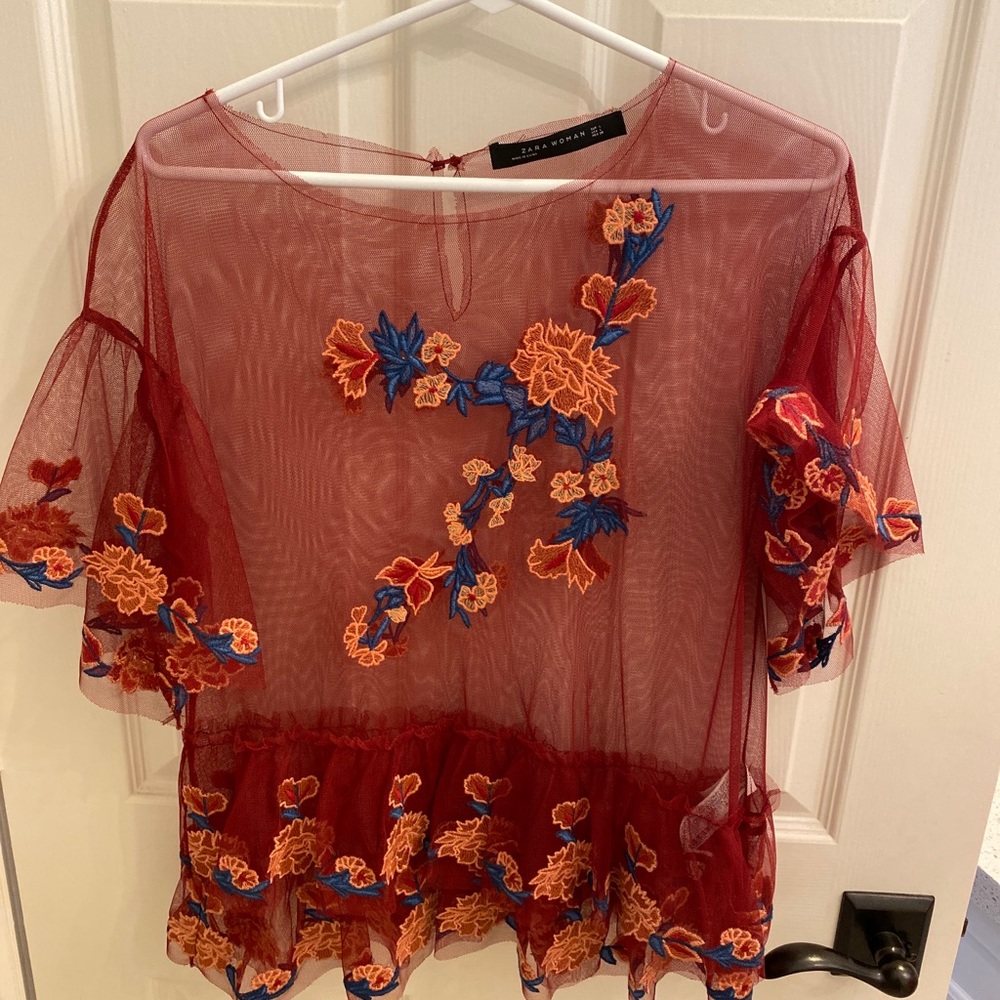 Zara floral blouse